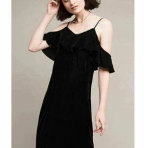 Plenty by Tracy Reese Velvet Midi Off Shoulder Black Dress Size XS